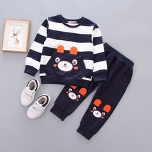 Baby Boy Fall Clothes 2019 Korean Cartoon Bear Long Sleeve Striped Sweaters Tops + Pants 2 PCS Outfits Kids Bebes Jogging Suits 2024 - buy cheap