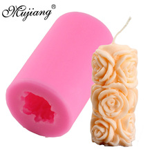 Mujiang-moldes 3D de silicona para decoración de pasteles, moldes de jabón, flores rosas, vela tallada de sal, Fondant, Chocolate, caramelo, pasta de goma 2024 - compra barato