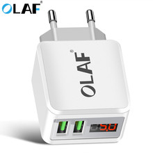 Olaf-cargador USB con pantalla LED, adaptador de Cargador rápido para teléfono, cargador de viaje de pared, USB Dual 2.1A, para iPhone, Samsung y tabletas 2024 - compra barato