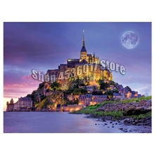 Pintura de mosaico con diamantes de paisaje, pintura de mosaico con piedras cuadradas 5D DIY, cuadro de Mont Saint Michel, Francia, decoración con diamantes para el hogar 2024 - compra barato