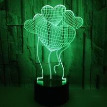 Valentine's Day Gift  Desk Lamp Four Love 3d Lamp Seven Colors Touch Control Remote Control 3d Visual Table Lamps Manufacturer 2024 - buy cheap