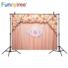 Funnytree photography backdrops rose cloth wedding floral Name card curtain Light pink photocall photography studio funds 2024 - buy cheap