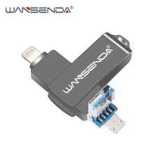 WANSENDA 3 in 1 USB Flash Drive for IOS/Android/PC 128GB 64GB 32GB 16GB USB3.0 Pendrive Multifunctional Pen Drive Memory Stick 2024 - buy cheap