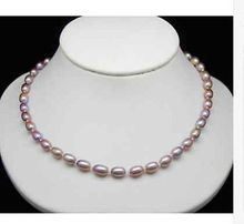 Collar de perlas de Akoya cultivadas, color rosa y morado natural, 7-8MM, 18 '', AAA 2024 - compra barato
