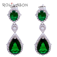 Fashion CZ Earrings Top sell Glittering Peridot Silver Filled Green Crystal Fine Fashion Jewelry Stud Earrings for Women JE973 2024 - buy cheap