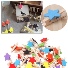 50Pcs Colored Star Mini Wooden Craft Clips Card Photo Paper Peg Pin Clothespin Quilting Accessories 2024 - buy cheap