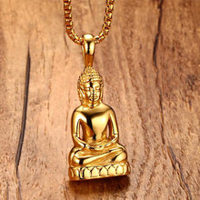 ZORCVENS-collar con colgante de estatua de Buda para hombre, Color dorado, acero inoxidable, 316L, 2021 2024 - compra barato