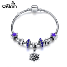 Szelam Christmas Gift Snowflake Charms Bracelet Women Crystal Friendship Bracelets Pulseras Bracelete Feminino SBR160184 2024 - buy cheap