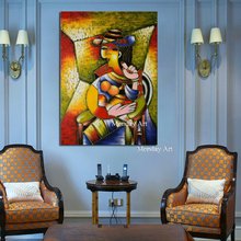 Elegant Lady Saxophone Gentlemen Picasso Style Art 100% Hand Painted Figure Canvas Painting Nordic Decor for Living Room Decor 2024 - buy cheap