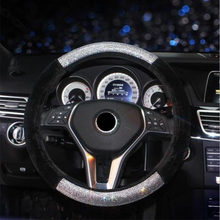 Capas de volante em couro feminino, acessório para o interior do carro com strass e cristal, cobertura para o volante, feminino e feminino 2024 - compre barato