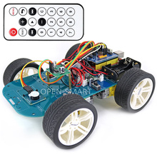 Kit automotivo robô 4wd, controle remoto sem fio, com módulo de borracha, engrenagem, tutorial compatível com arduino 2024 - compre barato