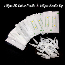 100pcs Tattoo Needle 3R and 100pcs Needle Tip Cap Permanent Makeup Eyebrow Pen Machine Disposable  Agulhas Dermografo Universal 2024 - buy cheap