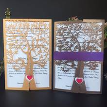 12pcs Wedding Invitations Cards Laser Cut Wedding Decoration Chic Tree Love Heart Birds Design Christmas Greeting Cards Birthday 2024 - buy cheap