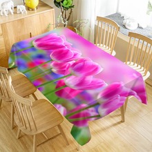 Custom Flower Tulips Table Cloth Oxford Print Waterproof Oilproof Home Rectangular Party Table Cover 100X140cm/140X250cm 2024 - buy cheap