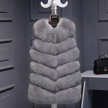 Women Fur Vest coat Medium Long  Faux Fox Warm Coat Vests Winter Fashion fur Women's Coats Jacket Vest Top Female Plus Size 4XL 2024 - buy cheap