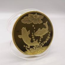 Moneda tradicional China de carpa conmemorativa, monedas doradas de 40mm, Feng Shui, coleccionables, decoración del hogar de la buena fortuna 2024 - compra barato