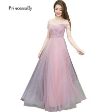 Dusty Pink largo vestido de Dama de novia Tulle plisado barato vestidos de baile bajo $50 Junior vestido de Dama vestidos de Dama vestido largo vestidos elegantes vestidos dama de honor 2024 - compra barato