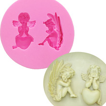 Molde de silicona 3D con forma de Ángel y corazón para pastel, utensilios para decoración de tortas con Fondant para cupcakes, M1010 2024 - compra barato