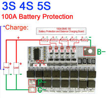 3s 4S 5S 100a lifepo4 proteção da bateria de lítio com equilíbrio bms proteção pcb placa de carregamento 9.6v 12.8v 16v células 2024 - compre barato