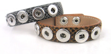 Pulseras de cuero de serpiente marrón y gris tamaño de bolsillo 1,2 cm 5 botones de metal charm Bracelet DIY aleación botones joyería 2024 - compra barato
