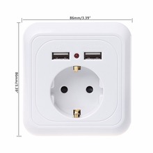 Wall Socket Power Outlet With Dual USB Ports LED Light White Panel EU Standard 2024 - buy cheap