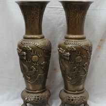 Cantar voge gem s1746 20 "lucky chinesa bronze dragão phoenix estátua vaso de flor garrafa 2024 - compre barato