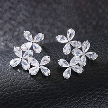 2020 Fashion silver colour Stackable Daisy Flower Clear CZ Stud Earrings for Women Silver color Jewelry Gift 2024 - buy cheap