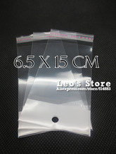 6.5x15cm Self Adhesive OPP Bag With Hanging Hole, Clear Header Plastic Bag,Supermarket Bag,wholesale free shipping 2024 - buy cheap