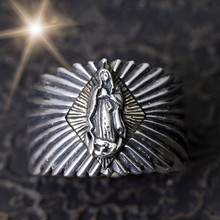 100% 925 solid silver Madonna ray sterling silver ring vintage Thai silver men's personality ring 2024 - buy cheap