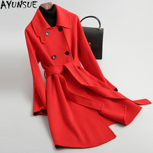 Ayu-abrigo de lana para mujer, chaqueta de Cachemira con doble botonadura, color rojo, moda de otoño y primavera, 2020, 20209 2024 - compra barato