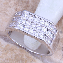 Anillo de mujer Chapado en plata CZ blanco muy bueno, tamaño 6 / 7 / 8 / 9 R1323 2024 - compra barato