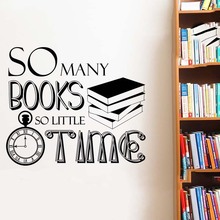 Adesivo de parede para livros, decoração com muitos livros, tempo mais pequeno, citação, biblioteca, livro, decalque de parede, pôster de leitura az415 2024 - compre barato