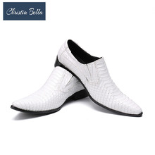 Bela bela sapato masculino de couro legítimo, branco, crocodilo, homem, vestido formal, para negócios, festa, casamento, sapatos, ponta de dedo, oxfords 2024 - compre barato