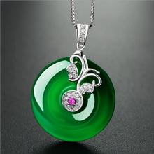 Luxueni-colar com pingente de flor verde de zircão feminino, acessório fashion para meninas, colar gargantilha feminina 925 2024 - compre barato