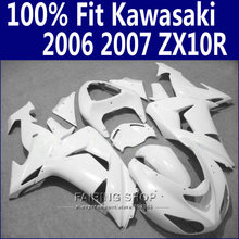 Обтекатели ZX10r для Kawasaki Ninja 2006 2007 06 07, чистый белый комплект обтекателей EMS бесплатно + резервуар x147 2024 - купить недорого
