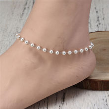 Trendy Stainless Steel Acrylic Anklet  White Bead On Foot Ankle Bracelets For Women Leg Chain Jewelry Gift 22.5cm, 1 PC 2024 - buy cheap