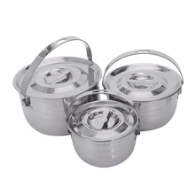 Camping Cookware Set Stainless Steel Compact Campfire Cooking Pots And Pans Rugged 3Pc Cook Set For Outdoor Hiking Barbecue 2024 - buy cheap