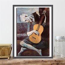 Старый гитарист Пабло Пикассо HD настенный художественный холст плакат и печать холст Картина маслом Декоративная картина для спальни домашний декор 2024 - купить недорого