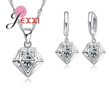 High Quality Fashion 925 Sterling Silver Party Jewelry Sets Cubic Zircon Crystal Wedding Bridal Necklace Earrings Sets 2024 - buy cheap
