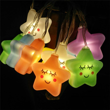 Garland-luzes de led com 10 estrelas para sorriso, presente para crianças, decorações para sala, festa de ano novo, árvore de natal, alimentado por bateria, 1m 2024 - compre barato