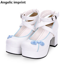 Zapatos de tacón alto para mujer, calzado de fiesta de princesa, de estilo nacional, estampado angelical, mori girl, lolita, 8cm 2024 - compra barato