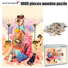 MOMEMO Cats and Girl Wooden Adult Puzzle 1000 Pieces Color Chinese Style Painting Jigsaw Puzzle 1000 Pieces Adult Puzzle Toy 2024 - buy cheap
