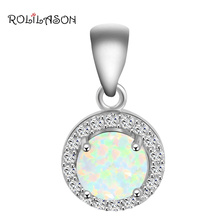 Statement necklace for women Shining Zirconia White Fire Opal Silver Stamped Necklace Pendants Fashion jewelry OP557 2024 - buy cheap