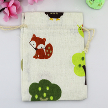 Cotton Gift Bag 10pcs/lot 10x14cm Fox Pattern Candy Gift Jewelry Packaging Bag Cute Cotton Storage Drawstring Bags Pouch 2024 - buy cheap