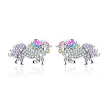 2022 New Unicorn earrings cartoon jewelry temperament round earrings female Crystal fromSwarovskis 2 Colors Fit Women Party 2024 - buy cheap