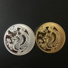 2 peças ouro prateado dragão chinês animal do zodíaco 24k mascote russo lembrança russa decoração de metal moeda 2024 - compre barato