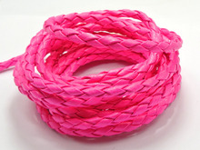 16,4 Feets Neon Hot-pink cuerda de joyería trenzada redonda de polipiel 5mm 2024 - compra barato