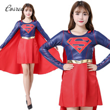 Spandex Supergirl Costume Woman Superhero Cosplay Female  Cap Girls  Battle Suit Halloween Costume Women 2024 - buy cheap