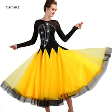 Ballroom Waltz Dresses Dance Competition Dresses Ballroom Dress Standard Customized Size D0448 Long Sleeve Rhinestones Big Hem 2024 - buy cheap