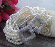 Pulsera de perlas blancas, 8 ", 10 hebras, 4-5MM 2024 - compra barato